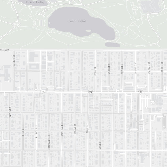 Street map of the City Park pocket with the subject and five closed sales pinned